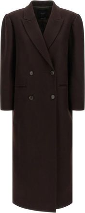 Twinset Dubbele-breasted wollen mix jas - Dames - Mantel - Bruin - M - Wol - Jassen