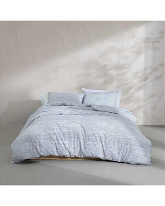 Calvin Klein Wavy Stripe Printed Cotton Percale Duvet Set