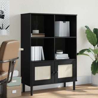 vidaXL Vidaxl - Estanter&iacute;a Senja Aspecto Rat&aacute;n Madera Pino Negro 90x35x130 Cm