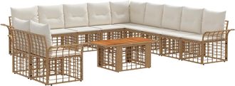vidaXL Conjunto De Sof&aacute;s De Jard&iacute;n 12 Uds. Natural Y Crema Vidaxl