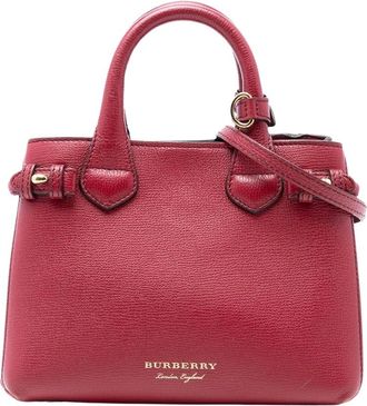 Burberry Pre-owned Handbags, female, Red, Size: ONE SIZE Pre-owned Leather Top Handle Bag