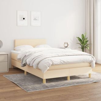 vidaXL Cama Box Spring Con Colch&oacute;n Tela Color Crema 120x200 Cm Vidaxl