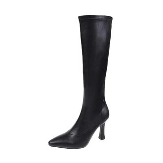 Generic Women Knee High Boots Pointed Toe High Heel Side Zipper Winter Business Casual Party Boot