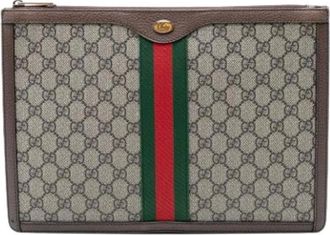 Gucci Pre-owned Clutches, female, Beige, Size: ONE SIZE Pre-owned Vintage Canvas Clutch