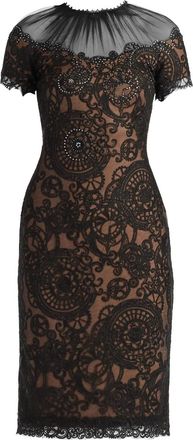 Tadashi Shoji lace embellished midi dress - women - Polyester/Nylon - 12 - Black