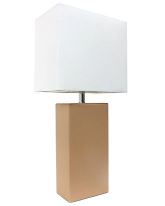 Lalia Home Modern Leather Table Lamp With White Fabric Shade