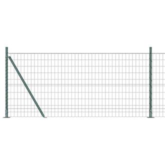 Berkfield Home Euro Fence with 13 Flanged Posts 1x25 m Galvanised Steel in Green