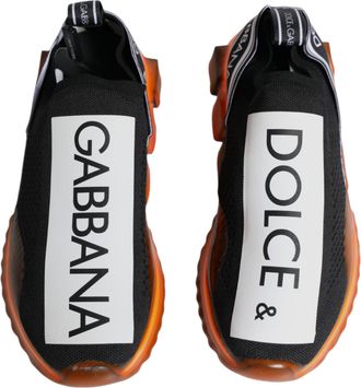 Dolce & Gabbana Mens Black Orange Sorrento Slip On Sneakers Shoes
