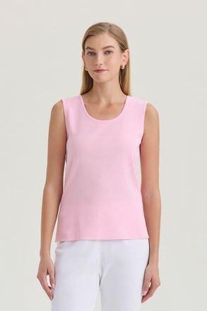 Ming Wang Mid-Length Scoop Neck Knit Tank in Perfect Pink at Nordstrom, Size X-Small