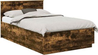 vidaXL Estructura De Cama Con Cabecera Roble Ahumado 120 X 190 Cm Vidaxl