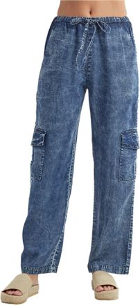 Red Haute Denim Cargo Pant In Blue