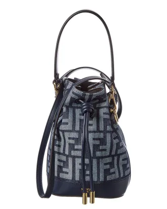 Fendi Fendi Ff Logo Canvas & Leather Bucket Bag