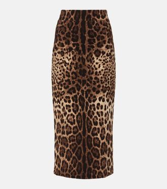 Dolce & Gabbana Leopard-print wool pencil skirt