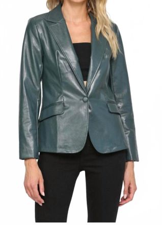 Fate Faux Leather Blazer In Dark Aqua
