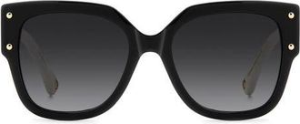 Carolina Herrera Her 55mm Gradient Square Sunglasses in Black White/Dark Grey Sf at Nordstrom