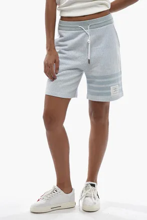 Thom Browne Shorts in Maglia a Costine con Elastico in Vita Thom Browne