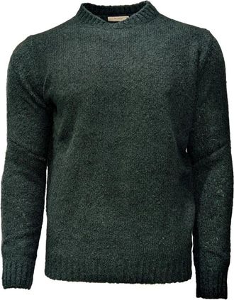 Ferrante Cashmere Trui met Ronde Hals - Heren - Ronde hals truien - Groen - M - Truien & Vesten