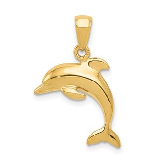 Diamond2Deal 14k Yellow Gold Jumping Dolphin Pendant