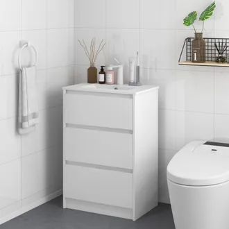 Kleankin 600mm Bathroom Vanity Unit with Basin Single Tap Hole 2 Drawers in White