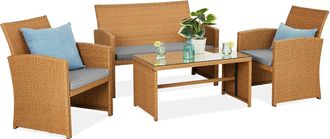 Best Choice Products 4-Piece Outdoor Wicker Patio Conversation Furniture Set w/ Table, Cushions