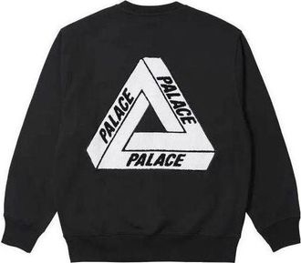 Palace Fleece Tri-Ferg Crew Black P24CS054