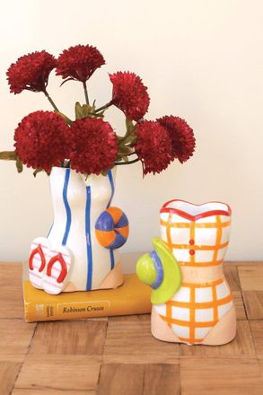 Kalalou Set Of Two Ceramic Swimsuit Vases