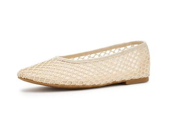 Calvin Klein Delicate Womens Dress Flat Shoes Ivory Mesh : 7.5 M, Textile/Synthetic