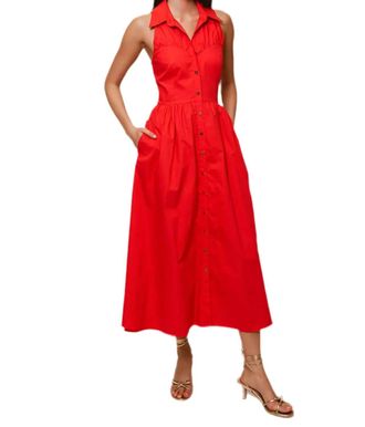 Hutch Alessia Midi Dress In Red Trellis