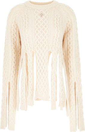 Coperni Rondgebreide trui - Dames - Ronde hals truien - Beige - M - Wol - Truien & Vesten