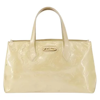 Louis Vuitton Wilshire Monogram Vernis Beige Patent_Leather Handbag (Pre-Owned)