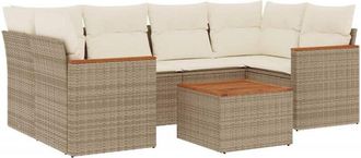 vidaXL Vidaxl - Set Sof&aacute;s De Jard&iacute;n 7 Piezas Y Cojines Rat&aacute;n Sint&eacute;tico Beige