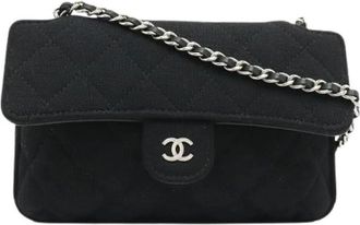 Chanel Pre-owned Matelass&eacute; 2way Bag Cotton Jersey Nylon Leather Tote Bag - Dames - Vintage Schoudertas - Zwart - ONE Size - Nylon - Vintage