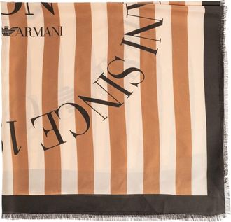 Emporio Armani Icon Print Pure Silk Foulard - Dames - Zijden sjaals - Bruin - ONE Size - Leer - Accessoires