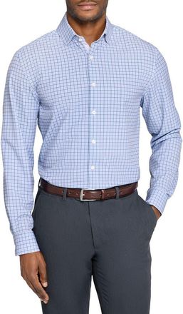W.R.K Regular Fit Blue Check Performance Dress Shirt in White/Blue at Nordstrom, Size 16.5 - R