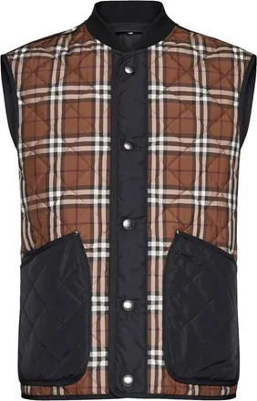 Burberry Weaverton Vest Jacket met Iconische Check - Heren - Bodywarmers - Bruin - S - Polyester - Jassen