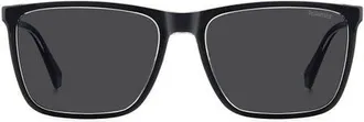 Polaroid 58mm Polarized Rectangular Sunglasses in Black Crystal/Grey Polar at Nordstrom