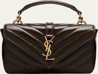Saint Laurent College Mini YSL Quilted Top Handle Bag