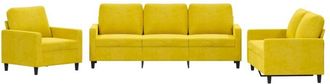 vidaXL Vidaxl - Juego De Sof&aacute;s Con Cojines 3 Piezas Terciopelo Amarillo