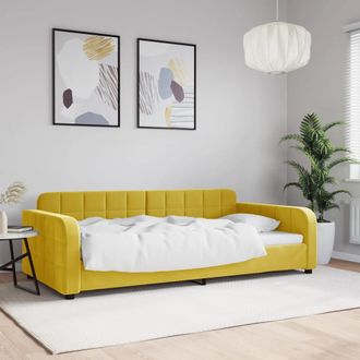 vidaXL Sof&aacute; Cama Sin Colch&oacute;n Terciopelo Amarillo 100x200 Cm Vidaxl