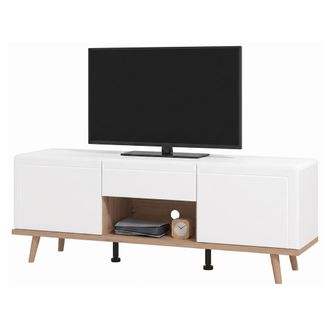Dmora Mueble Para Tv Dmora, Un Caj&oacute;n, Un Estante, 2 Puertas, 154x40x55h Cm Blanco