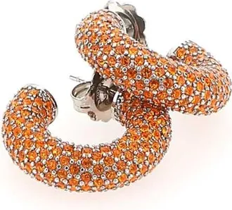 Amina Muaddi Womens Embellished Metal Mini Cameron Earrings Sun Rhinestones