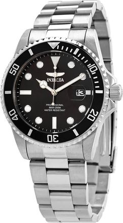 Invicta Pro Diver Quartz Black Dial Stainless Steel Mens Watch 33266