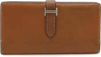 Herm&egrave;s Light Brown Epsom Leather Long Wallet (Bi-Fold) (Pre-Owned)