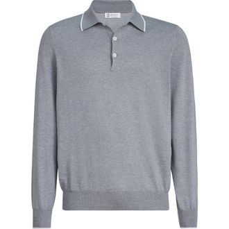 Brunello Cucinelli Cotton and cashmere knit polo in Dark Grey at Nordstrom, Size 44 It