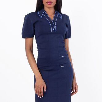 Stella McCartney Technical Knit Short Sleeve Polo Shirt, Size X-Small