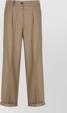 PESERICO wool trousers pleated front cuffed hem