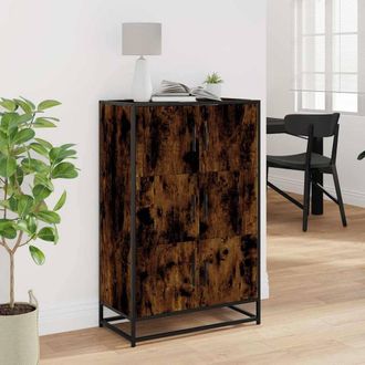 Berkfield Home Highboard Smoked Oak 68x35x106.5 cm Engineered Wood & Metal in Brown