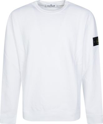 Stone Island Minimalist White Embroidered Compass Sweatshirt
