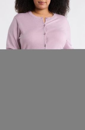 Nordstrom Rack Crewneck Button Front Cardigan in Purple Fog at Nordstrom Rack, Size 1X