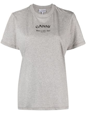 Ganni T-shirt met logoprint - Grijs